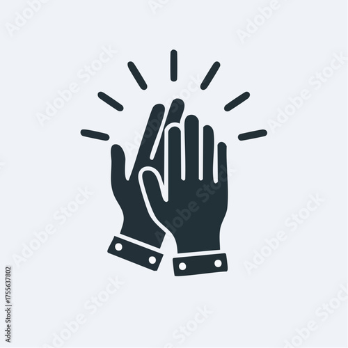 Hands clapping icon high five or celebration graphic on white background
