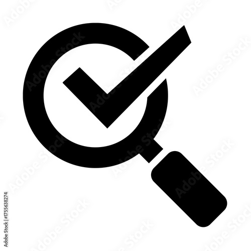 Magnifying Glass with Check Mark, Search Success, Verified, and Inspection Icon Vector