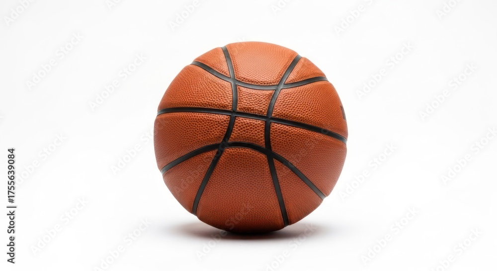 Fototapeta premium Orange basketball, black lines, center-framed on white background