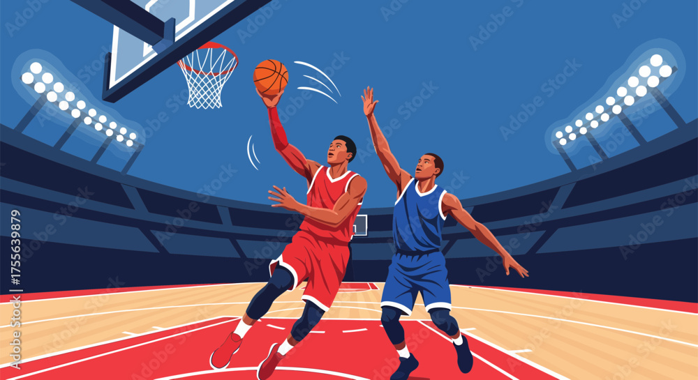 Fototapeta premium Basketball Players in Action A Dynamic Sports Scene.