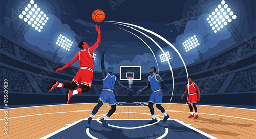 Basketball Player in Action A Dynamic Court Scene.