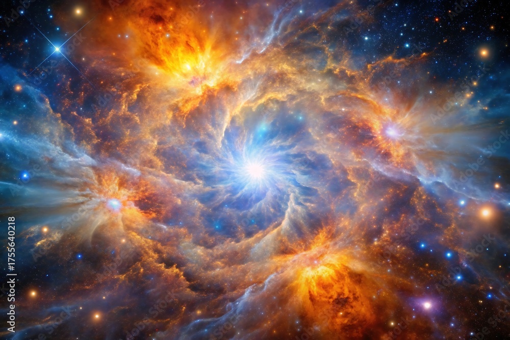 Fototapeta premium A vibrant nebula swirls in the vast expanse of outer space