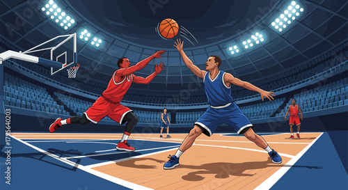 Basketball Players in Action During a Game 1.