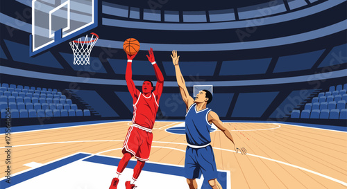 Basketball Players in Action A Dynamic Court Scene 4.