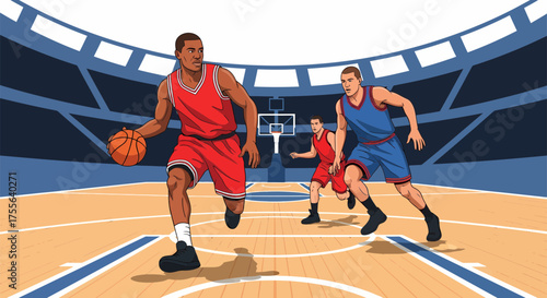Basketball Players in Action on the Court 1.