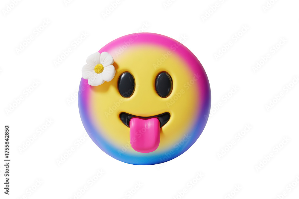 Fototapeta premium Smiling emoticon with a flower