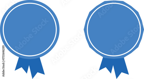 A set of blue ribbons with a glossy 3D finish accent a speech bubble icon used for chat communication and web design elements