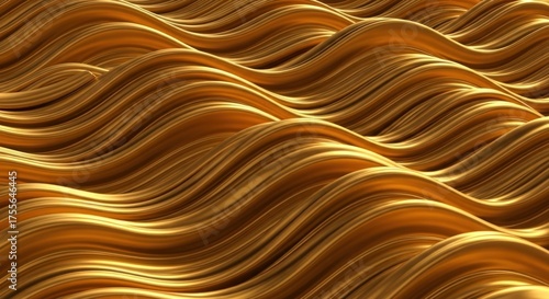 Flowing golden strands create a smooth, abstract wave pattern close-up