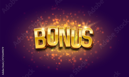 Shining sign Bonus on a bright glowing background. Reward or prize for winner in casino, game, or promotional offer. Vector illustration.