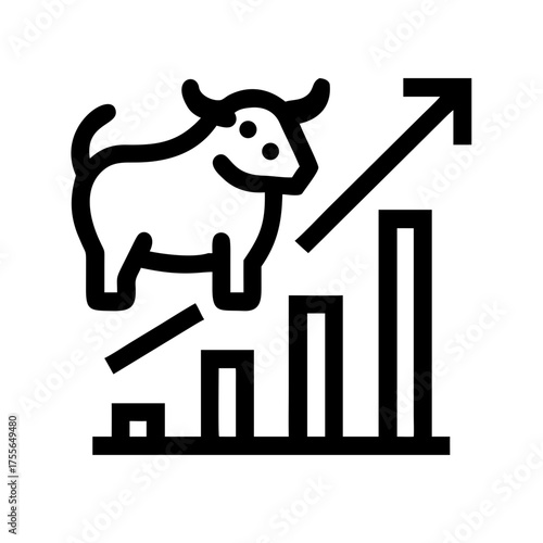 Bull market trend with upward growth symbol