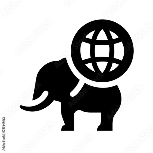 Elephant carrying globe, symbolizing global issues