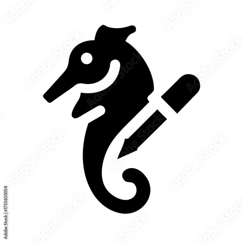 Seahorse with pipette representing marine biology
