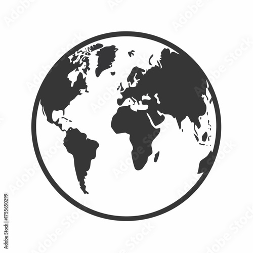 Hand drawn globe in four projections. Western and eastern, north and south hemispheres. Not exactly precision outline drawing of world map in black and white colors. Vector illustration in EPS8.