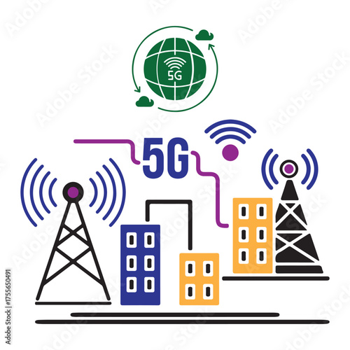 5G Smart City Network Vector | Modern Wireless Communication and Internet Technology Illustration
