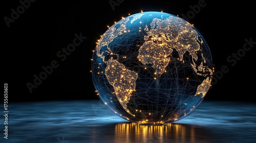 Interactive digital globe showcasing global mapping with illuminated connections