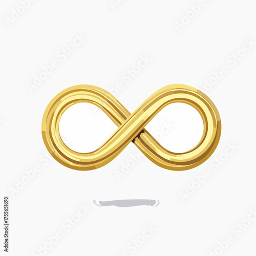 Gold infinity symbol on white background representing limitless possibilities