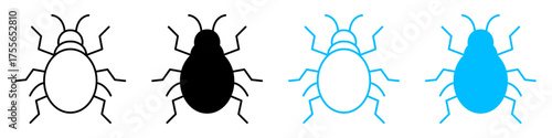 Bug icon isolated, small insect symbol, cartoon beetle sign, creepy crawly graphic, or pest critter pictogram vector illustration