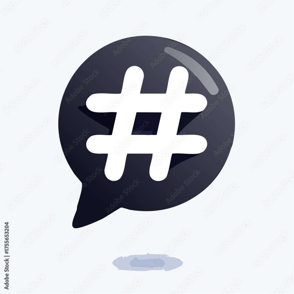 Obraz premium Illustration of a hashtag symbol inside a speech bubble modern design