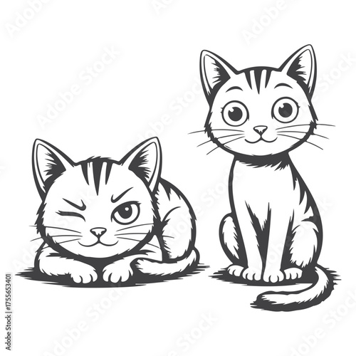 Cartoon Cats with Expressive Faces and Poses