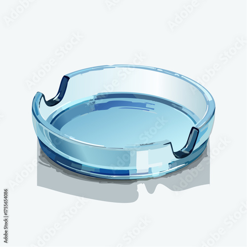 Illustration of a transparent ashtray isolated on a white background