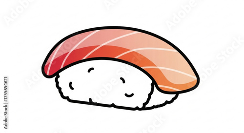 A delightful salmon nigiri sushi illustration, showcasing the perfect balance of fresh fish and rice