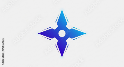 Blue ninja star shuriken, a symbol of martial arts, stealth, and ancient japanese weaponry