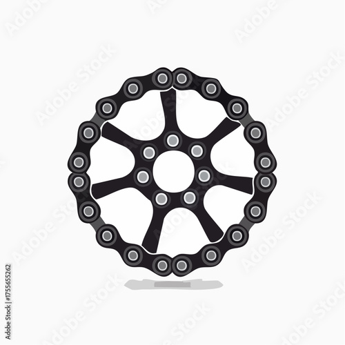 Isolated bicycle chainring graphic on white background for design and concepts