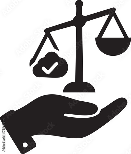 Financial Imbalance Silhouettes Balance Scale Risk Audit Icon