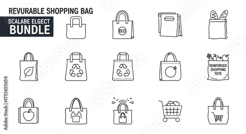 A collection of sketched shopping bags, showcasing various designs and eco-friendly concepts.