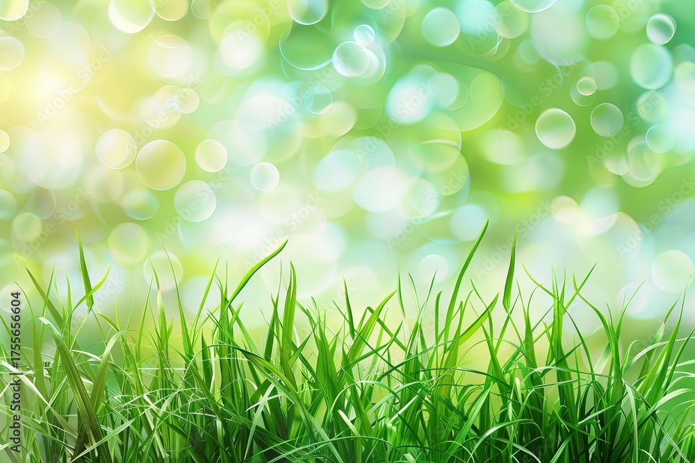 Fototapeta premium Spring or summer nature background with green grass Generative AI