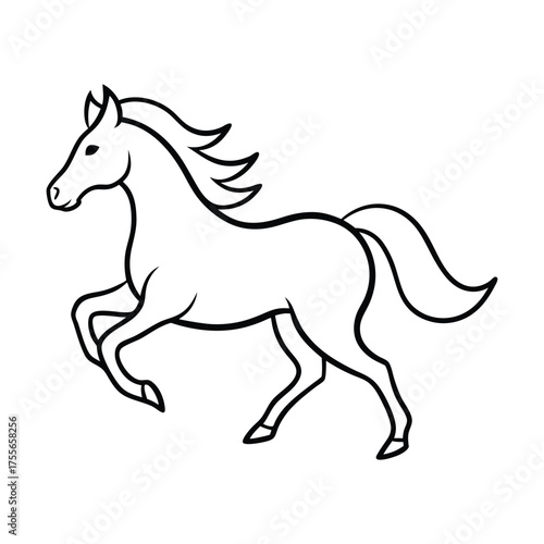 Horse outline image sleek prancing animal with defined mane and tail