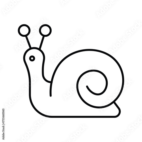 Outline of a snail with a round shell and two antennae