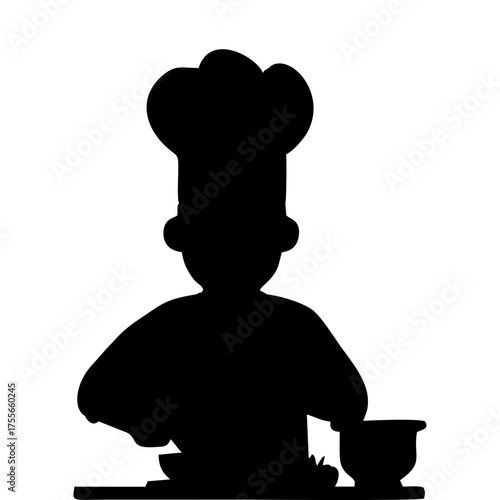 SILHOUETTE OF A CHEF COOKING