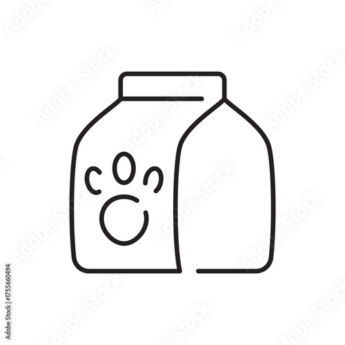 Outline of a bag likely pet food featuring a paw print design