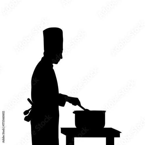 SILHOUETTE OF A CHEF COOKING
