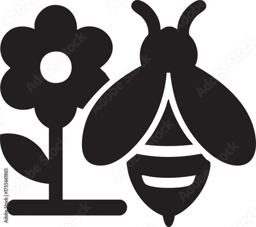 Apitherapy Silhouettes Honeybee Flower Pollen Allergy Natural Sweetener Icon