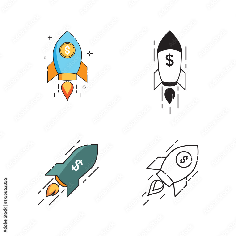 Fototapeta premium Rocket with a dollar coin