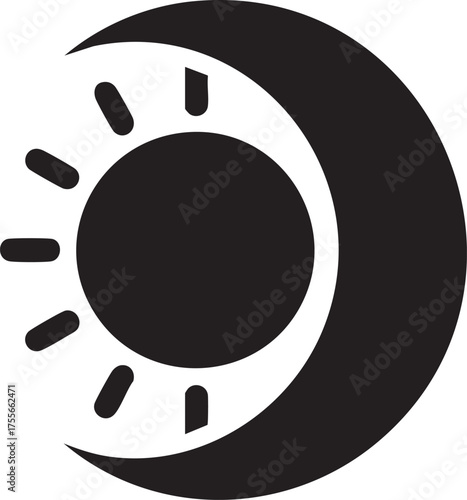 Circadian Rhythm Silhouettes Sun Moon Daily Cycle Balance Icon