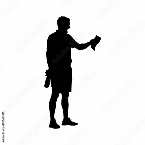 Counselor offering tissue during emotional talk silhouette isolated on white background