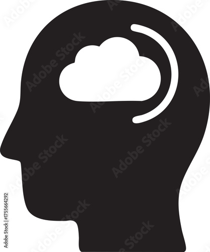 Mental Decluttering Silhouettes Clearing Mind Cloud Stress Relief Icon
