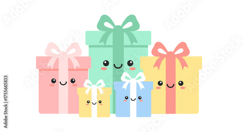 Adorable Cartoon Gifts A Cheerful Collection of Colorful Present Boxes for Celebrations