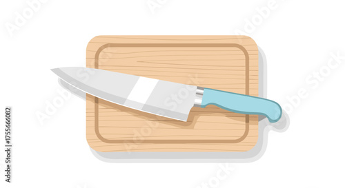 Knife on Cutting Board Illustration A Culinary Icon for Cooking and Food Preparation