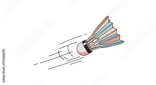 Flying Shuttlecock Dynamic Illustration of a Fast-Moving Badminton Shuttlecock, Sport Concept