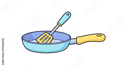 frying pan with spatula 