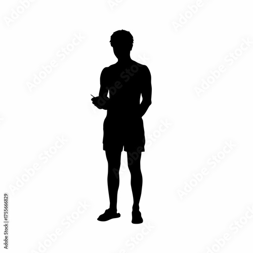 Silhouette of a recovering person journaling progress after therapy isolated on white background