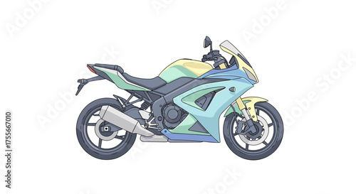 Colorful illustration of a modern sport motorcycle, perfect for transportation and speed enthusiasts