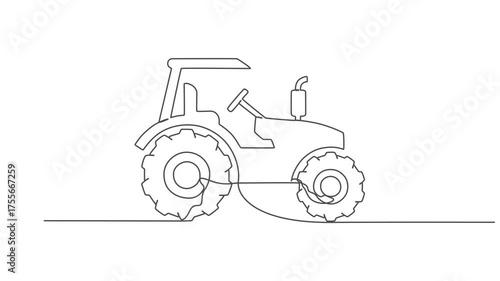 Animation of one single line drawing of harvester truck for harvest farming, Continuous line self draw animated. Full length motion, Business heavy tractor machines vehicles construction concept. pro.