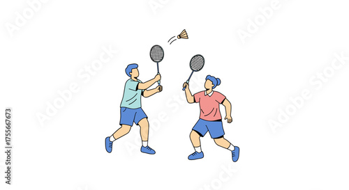 two badminton players