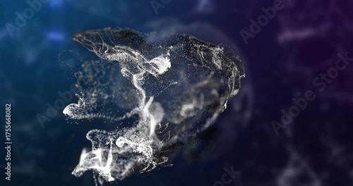 Swirling cloud of white particles forming smoke-like tendrils in digital space, with digital dust