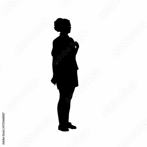 Silhouette of a recovery nurse observing patient emotions quietly isolated on white background